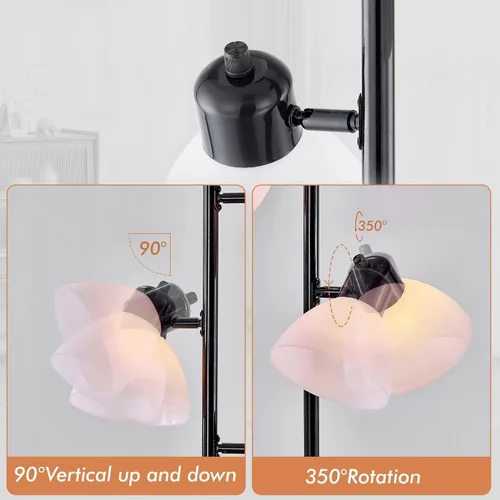 Vista 3 de Lámpara de pie moderna estilo árbol para sala de estar y dormitorio, lámpara de pie alta con 3 cabezales ajustables y giratorios para oficina