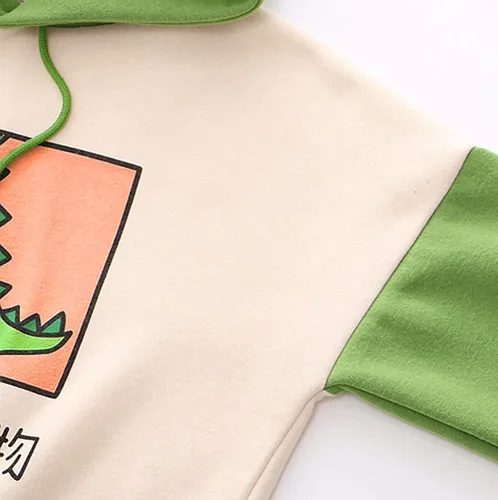 Vista 3 de Lindas sudaderas con capucha de dinosaurio para mujer, sudadera de manga larga con capucha para adolescentes y niñas, ropa de moda Kawaii de dibujos
