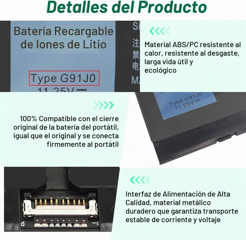 Vista 3 de Batería G91J0 de 41Wh para Dell Latitude 3520 3320 3330 3420 Inspiron 3510