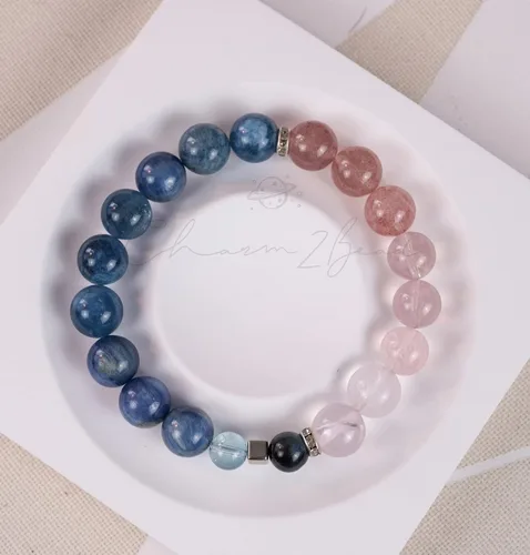 Vista 128 de Precious Gemstone Natural Crystal Healing Bracelet, Rutilated Quartz, Moonstone, Quartz Handmade Original Design Bracelet