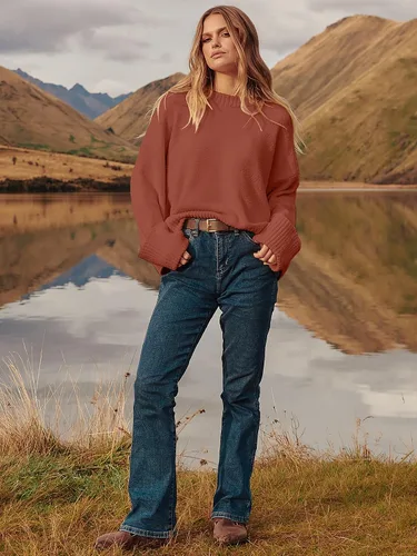 Vista 56 de LOGENE Suéter de gran tamaño para mujer, cuello redondo, manga larga, suave, mullido, suéter de punto 2025 para otoño e invierno