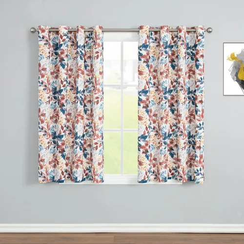 Vista 18 de Leeva Cortinas opacas para puerta corredera, cortinas de bloqueo de luz con hojas de serie azul, cortinas pesadas para ventanas de guardería, 2