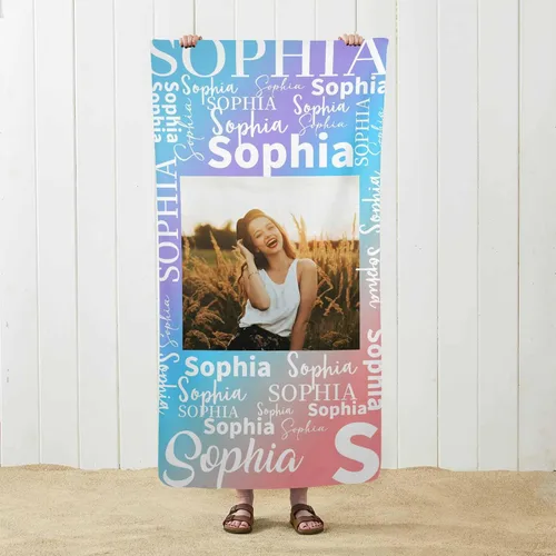 Vista 18 de MyPupSocks Toalla de playa personalizada – Toalla de piscina personalizada de piñas – Morado Personaliza con tu nombre