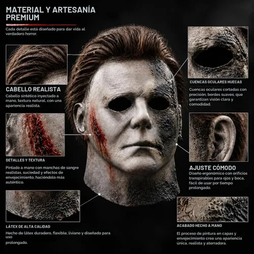 Vista 4 de Michael Myer Mask,Michael Myer Mask for Men Mascarilla facial de manchas de sangre