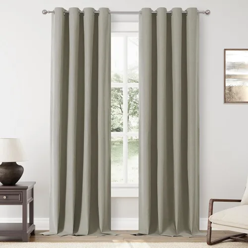 Vista 89 de ChrisDowa Cortinas 100% Opacas de Abedul Sólido de 45 Pulgadas de Largo, 2 Paneles para Dormitorio y Sala de Estar, Estilo Granja Oscurecedoras