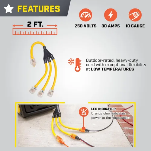 Vista 13 de Champion Power Equipment Cable adaptador de generador de 2 pies 30A 250V