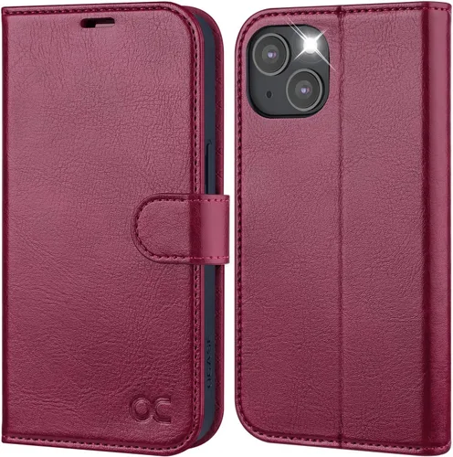 Vista 8 de OCASE Funda tipo cartera para iPhone 14 con tarjeteros, color negro