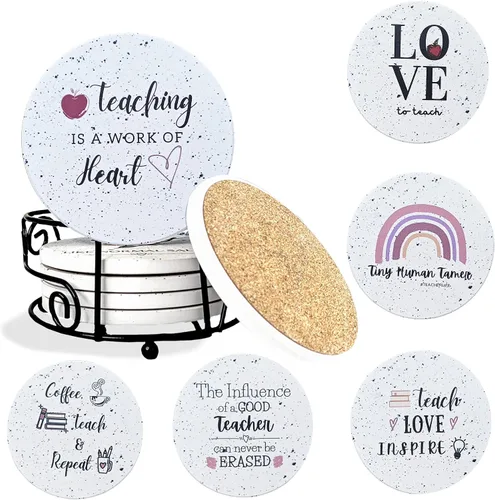 Vista 9 de Regalos para enfermeras para mujeres y hombres – Posavasos de cerámica absorbente con soporte incluido (enfermera divertido), regalo
