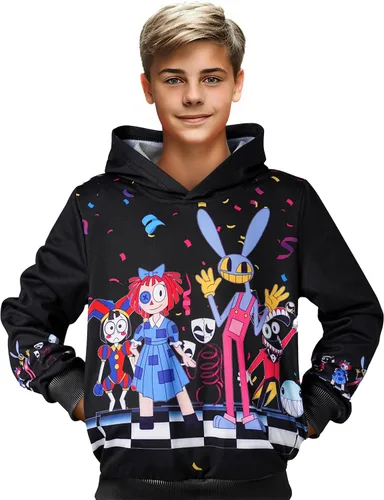 Vista 2 de Poterloy The Amazing Circus Pullover Hoodie Outfits for Boys Girls Kids Cartoon Birthday Gift Costume