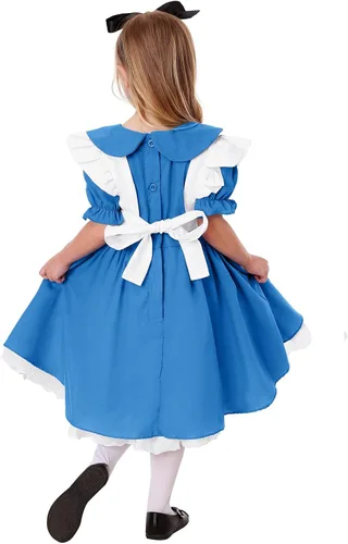 Vista 3 de rrhss Alicia en el país de las maravillas - Vestido de Alicia para niñas, disfraz de Halloween de 5 a 14 años