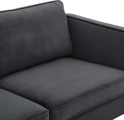 Vista 4 de Modway EEI-4453-CHA Kaiya - Sofá de terciopelo de alto rendimiento, color carbón