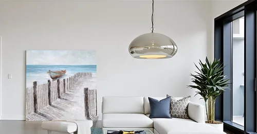 Vista 3 de Yihui Arts - Lienzo decorativo para pared de playa con diseño de bote azul y gris costero náutico cuadrado, pintura artística para decoración