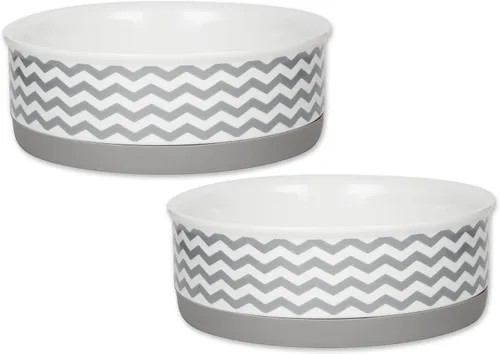 Vista 12 de Bone Dry Ceramic Pet Collection Chevron, juego pequeño, 4.25x2, gris, 2 piezas