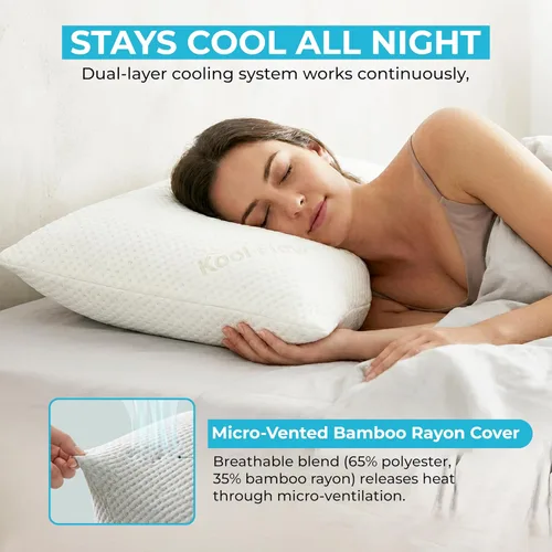 Vista 6 de Xtreme Comforts Almohadas de cama para dormir (paquete de 2) Almohadas ajustables de espuma viscoelástica triturada con funda de enfriamiento