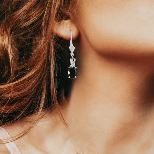Vista 4 de Shop LC Black Tourmaline Earrings in 925 Sterling Silver - Tourmaline Crystal Dangle Leverback Earrings for Women Jewelry Birthday Gifts for Women