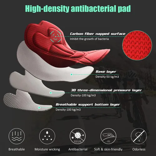 Vista 6 de CATENA Pantalones cortos de bicicleta para mujer con acolchado 3D, para bicicleta de carretera, multicolor