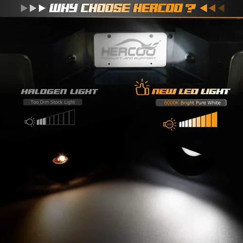 Vista 4 de HERCOO Luz LED para matrícula, lente de lámpara, enchufe, arnés de cableado, carcasa negra, compatible con 1999-2015 F150 F250 F350 F450 F550 Super
