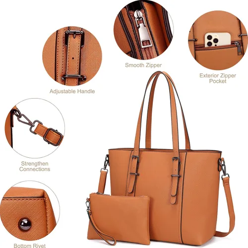 Vista 7 de Bolsas estilo cartera y bolsos estilo tote y de hombro para mujer con asa superior.