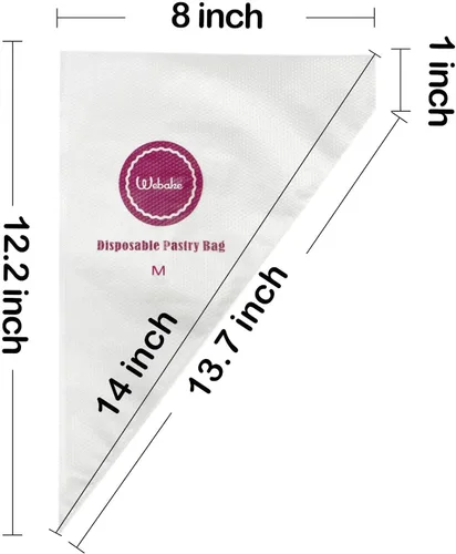 Vista 2 de Webake Bolsa de pastelería desechable de 14 pulgadas para decoración de pasteles, 100 unidades (mediana)