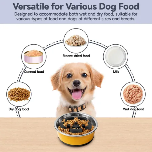 Vista 5 de Slow Feeder Dog Bowls Insert 3.5" ×1.3" Silicone Slow Feeder Insert, Black Balck
