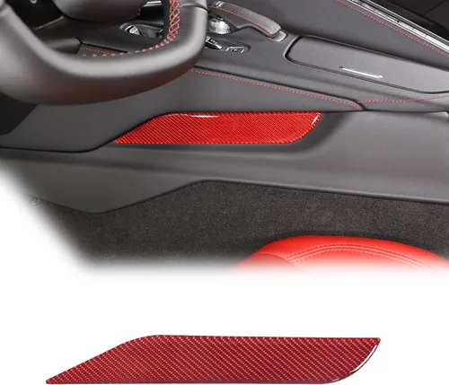 Vista 8 de Adhesivo lateral para panel de palanca de cambios de control compatible con Corvette C8 Stingray 2020-2023, fibra de carbono suave, 1 pieza C8