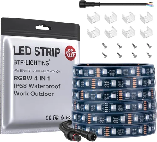 Vista 38 de BTF-LIGHTING RGBW LED Strip Cool White 16.4ft 60LED DC12V UL Listed IP30 RGB+blanco frío