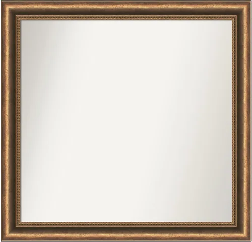 Vista 79 de Amanti Art Espejo de baño de bronce para sobre fregadero, 24 x 24 pulgadas, espejo de tocador cuadrado estrecho de bronce Manhattan, marco de madera