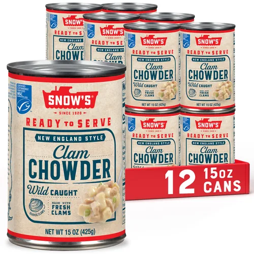 Vista 15 de Snow's Sopa condensada de almejas de Nueva Inglaterra, lata de 15 onzas, 0.14 oz de proteína por porción, receta auténtica al estilo de Nueva