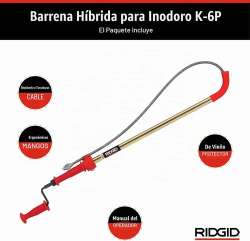 Vista 7 de Ridgid 56658 K-6P Barrena de inodoro de 6 pies con cabezal de bombilla