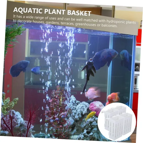 Vista 6 de FOMIYES Cesta colgante para plantas, 4 piezas, soporte para plantas de acuario, decoración de pecera, soporte para plantas de acuario con gancho
