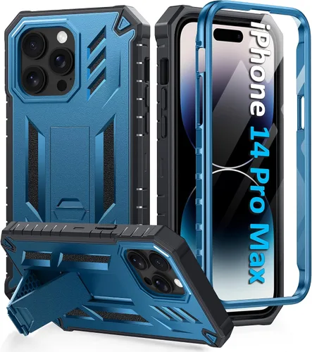 Vista 11 de para Funda iPhone 14 Pro Max: Cubierta de teléfono celular resistente de grado militar con patada y funda Protección contra golpes de TPU