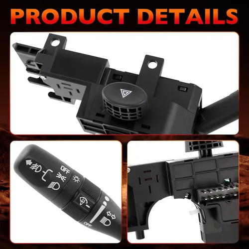 Vista 6 de Interruptor multifunción de señal de giro y limpiaparabrisas, interruptor de combinación compatible con Chrysler PT Cruiser 2001-2005 Reemplaza #