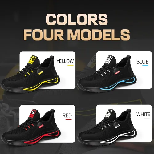 Vista 7 de GLANOUDUN Zapatos de punta de acero para hombre, zapatos de trabajo ligeros para hombres, zapatos de seguridad indestructibles para hombres, zapatos