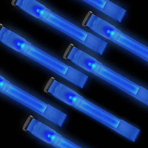 Vista 3 de Paquete de 8 Pulseras LED que se Iluminan, Pulseras Intermitentes que Brillan en la Oscuridad, Suministros de Fiesta para Fiestas, Festivales, Azul