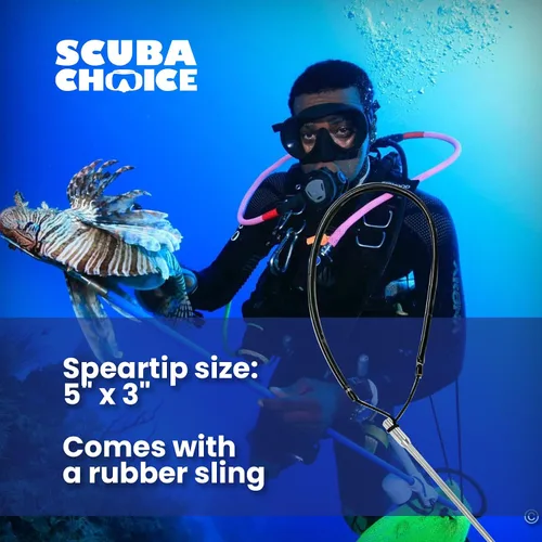 Vista 6 de Scuba Choice Spearfishing - Eslinga hawaiana de poste de aluminio de 3 pies con punta de arpón de 3 puntas