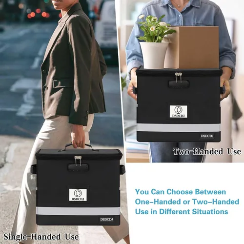 Vista 7 de Caja de documentos ignífuga, organizador de archivos ignífugo con cerradura, caja de archivos portátil con asa, archivador portátil para oficina