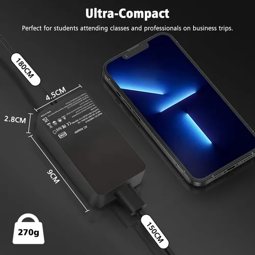 Vista 5 de Cargador para laptop Surface Pro de 65 W compatible con Microsoft Surface Pro 11 10, 9, 8, X, 7+, 7, 6, 5, 4, 3, conector de superficie magnética