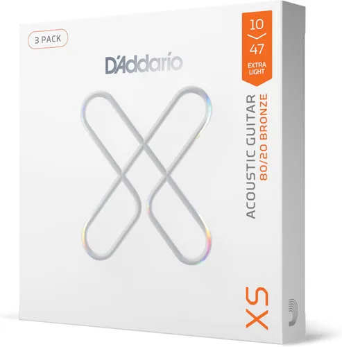 Vista 9 de D'Addario Cuerdas para guitarra acústica, XS 80/20 bronce con recubrimiento, XSABR1256, calibre ligero arriba/medio abajo 12-56, juego de 6 cuerdas