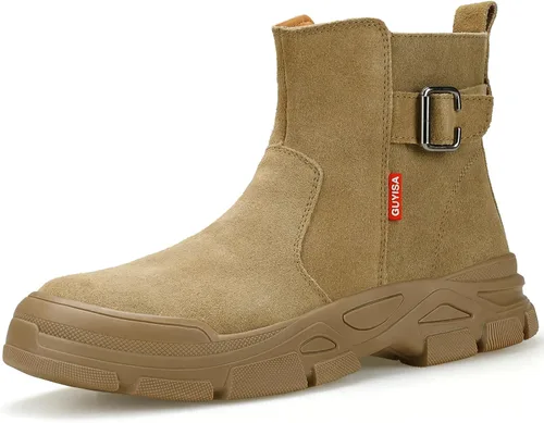 Vista 14 de GLANOUDUN - Botas de trabajo de soldadura para hombre, con punta de acero, antideslizantes, zapatos de trabajo indestructibles para hombre, zapatos