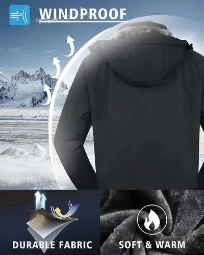 Vista 2 de Chaqueta de esquí de invierno para hombre, chaqueta de lluvia impermeable a prueba de viento
