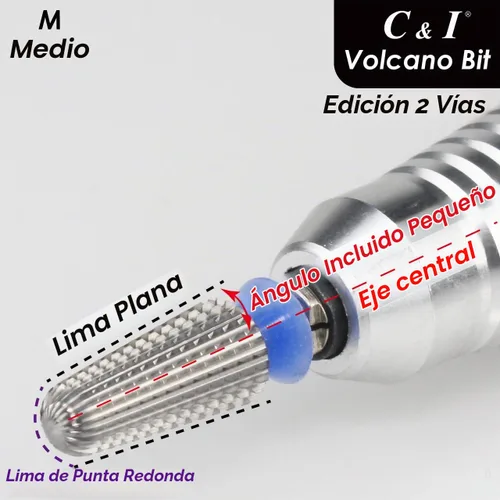 Vista 3 de C & I Taladro de uñas, broca de volcán, edición de 2 vías para técnicos de uñas para eliminar geles de uñas, uñas acrílicas y sumergir, broca