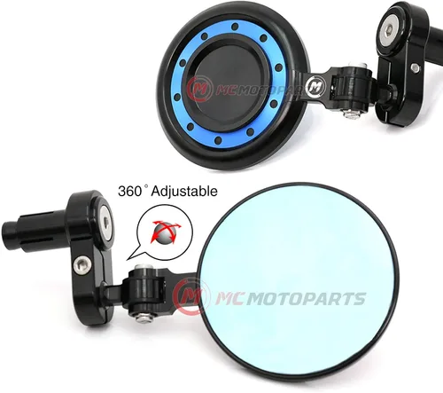 Vista 2 de MC MOTOPARTS - Espejos laterales de barra de reactor color azul compatible con FZ1 FZ6 Fazer 600 S FZ8 Fazer MT07 MT09 XJ6 Diversion 16 17 18
