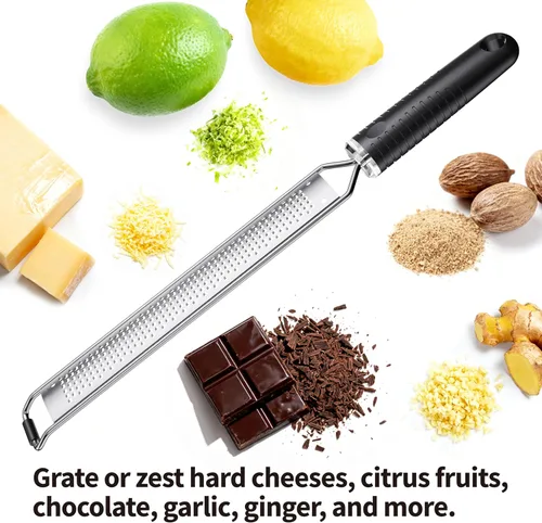 Vista 7 de Rallador de queso con agarre antideslizante, rallador de limón para frutas gitrus, chocolate, quesos duros