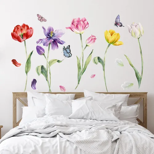 Vista 20 de Zonon 6 calcomanías de pared de flores, calcomanías para despegar y pegar