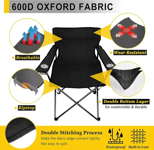 Vista 5 de Joyfair Silla de camping portátil, sillas plegables para césped al aire libre para adultos, sillas plegables grandes resistentes para playa, pesca
