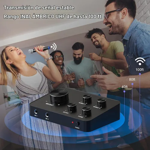 Vista 7 de Rybozen Sistema de Mezclador de Micrófono Inalámbrico de Karaoke, Micrófono Inalámbrico de Mano Dual para Karaoke, Smart TV, PC, Altavoz