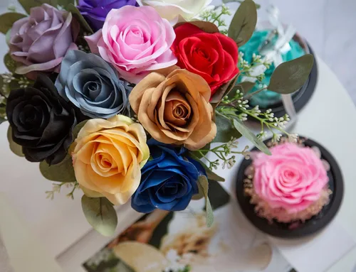 Vista 5 de DuHouse 10 rosas falsas de seda artificial, color morado otoñal Púrpura Otoño
