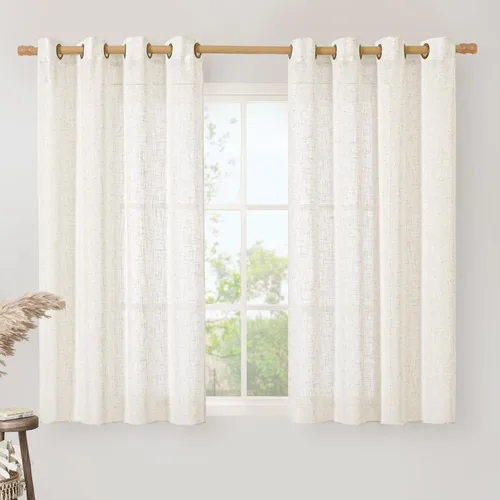 Vista 58 de LAMIT Cortinas de lino marrón caramelo para sala de estar, 84 pulgadas, de lino sintético, texturizado, filtrante de luz, paneles de privacidad