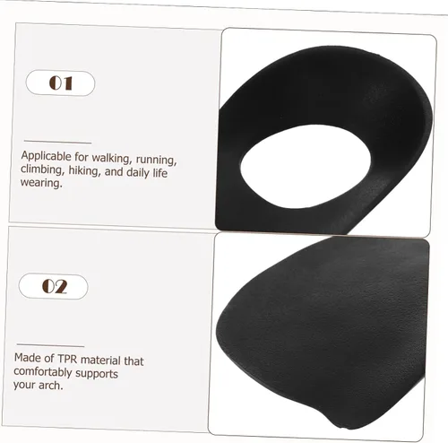 Vista 9 de 1 par de plantillas ortopédicas para hombres y mujeres, plantillas ortopédicas para alivio plantar, soporte de arco alto, color negro