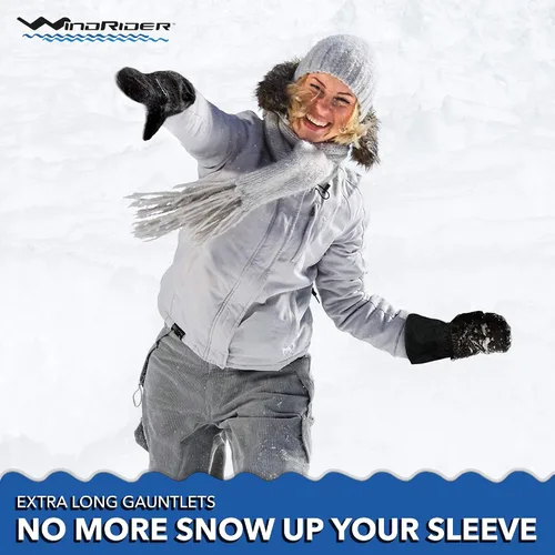 Vista 4 de Guantes de invierno resistentes e impermeables Guantes extra largos Tabla de snowboard, esquí, pesca en hielo, mitones Peso medio